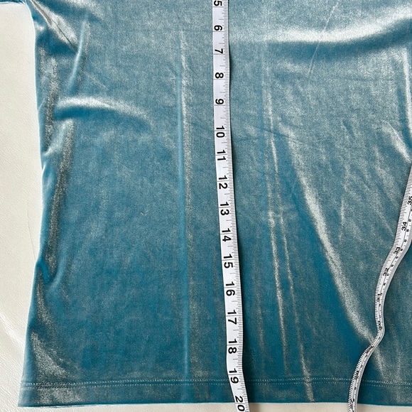 GAP Light Blue Velvet 3/4 Sleeve Scoop Neck Top - Picture 8 of 8